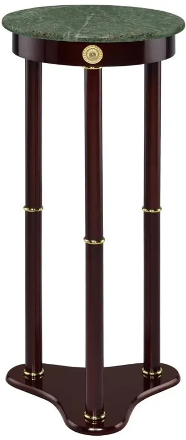 Edite - Round Marble Top Accent Side Table - Merlot