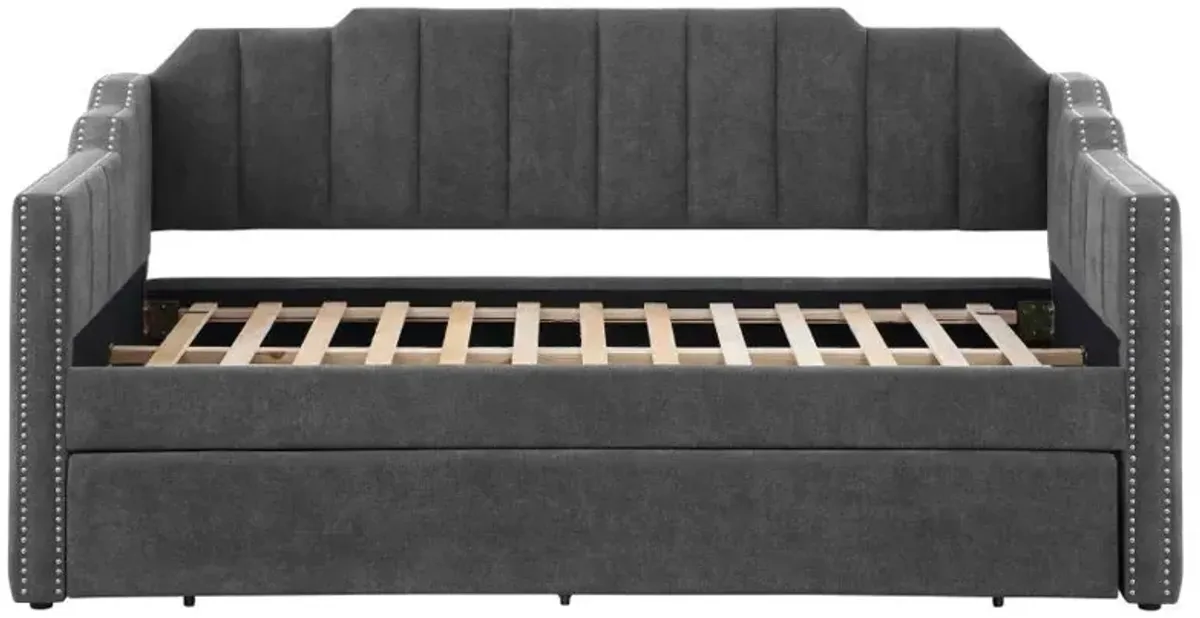 Kingston - Upholstered Twin Daybed With Trundle - Charcoal