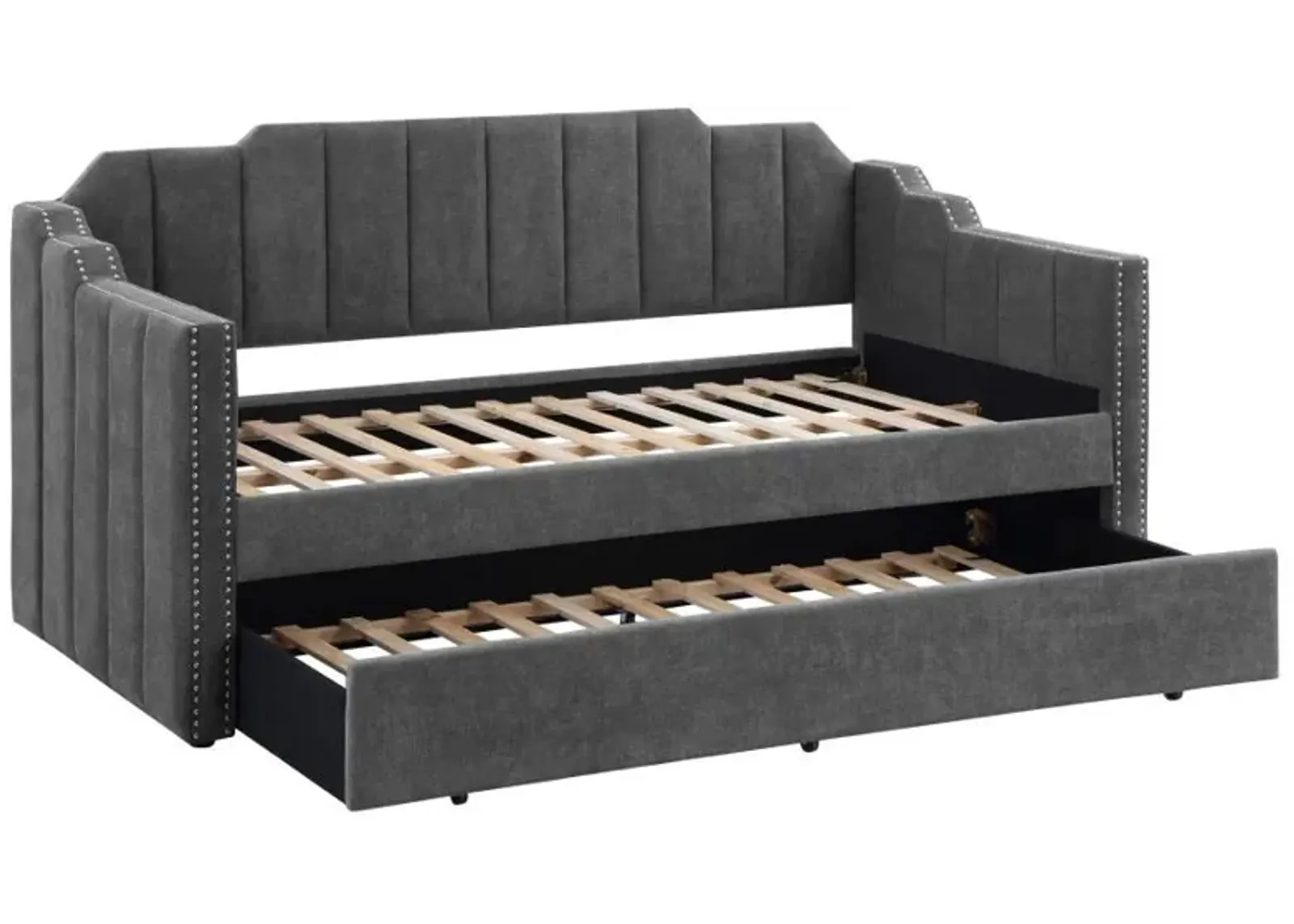 Kingston - Upholstered Twin Daybed With Trundle - Charcoal