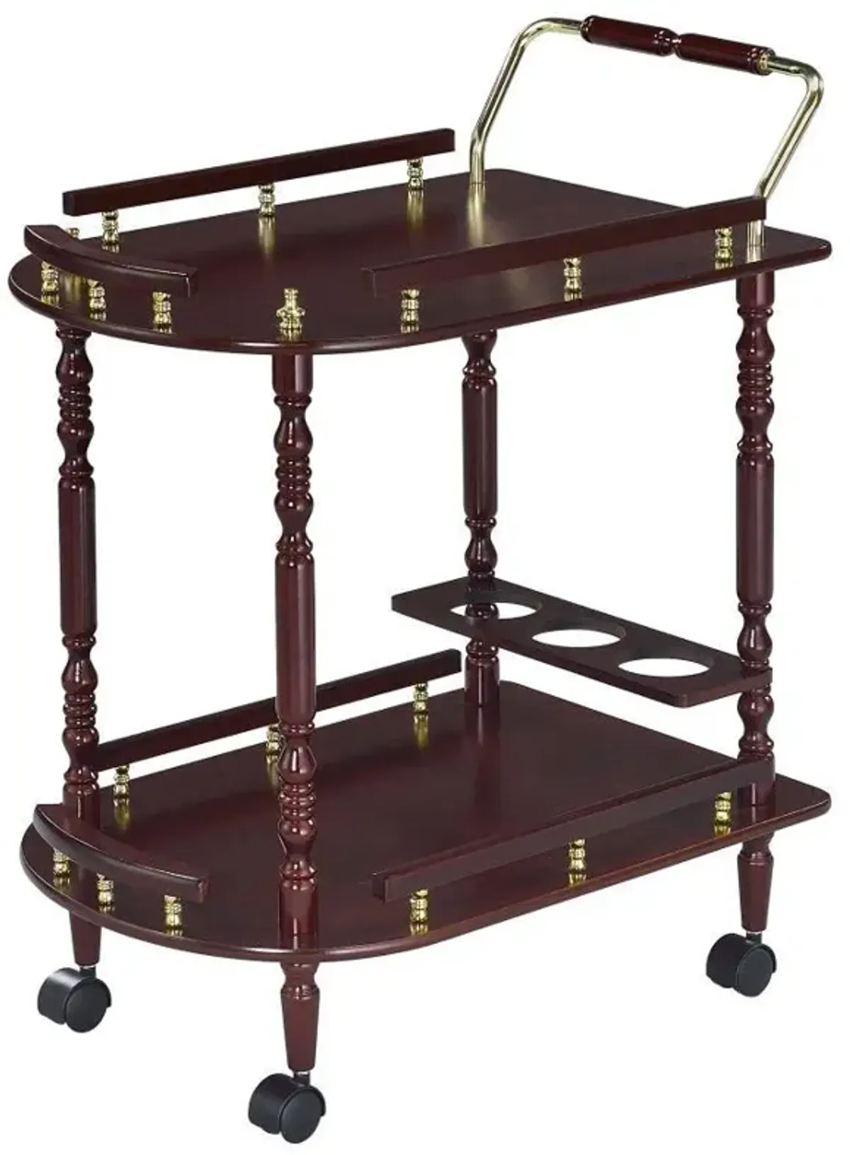 Palmer - 2-Tier Rectangular Wood Bar Cart - Merlot