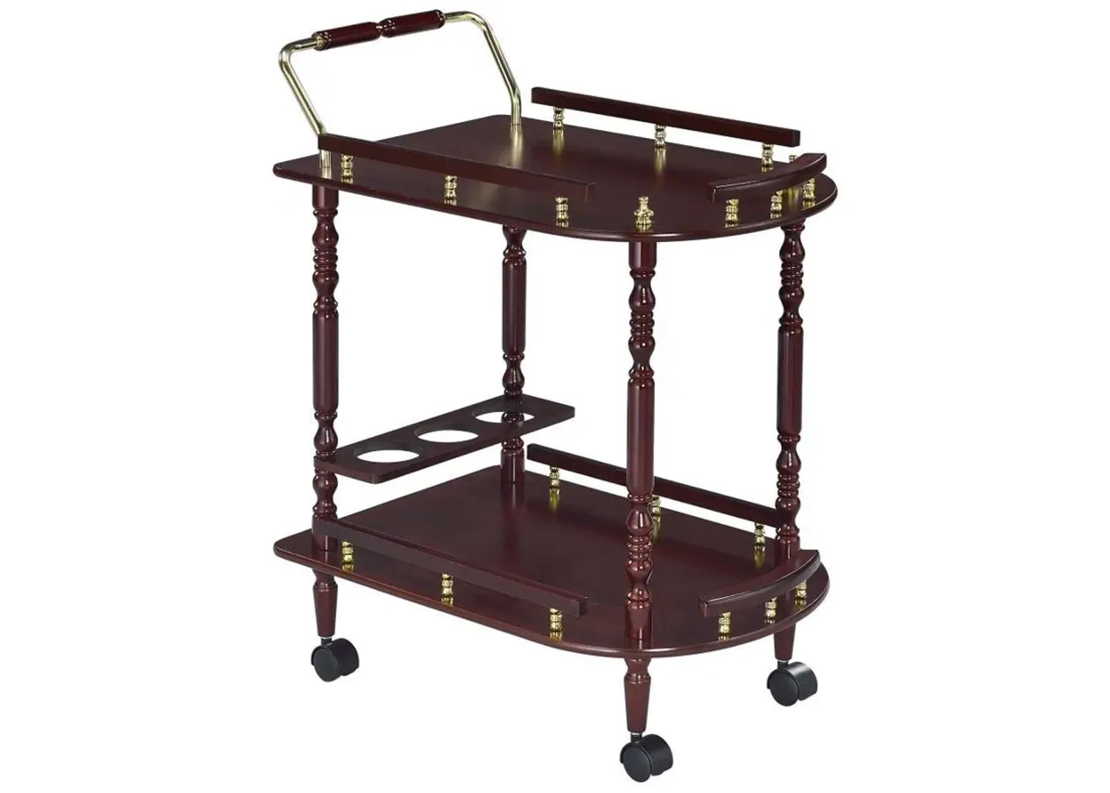 Palmer - 2-Tier Rectangular Wood Bar Cart - Merlot