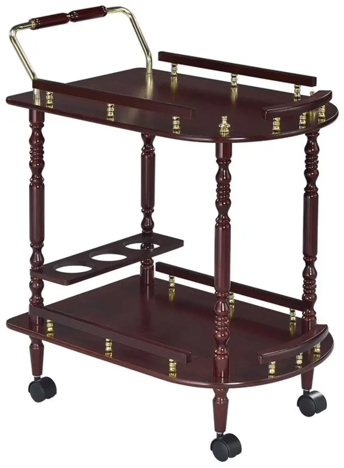 Palmer - 2-Tier Rectangular Wood Bar Cart - Merlot