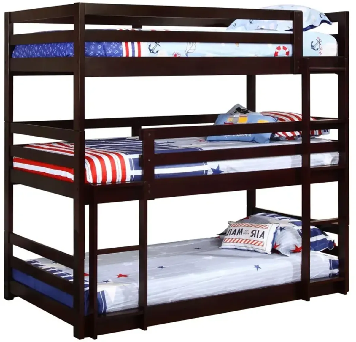 Sandler - Wood Twin Triple Bunk Bed - Cappuccino