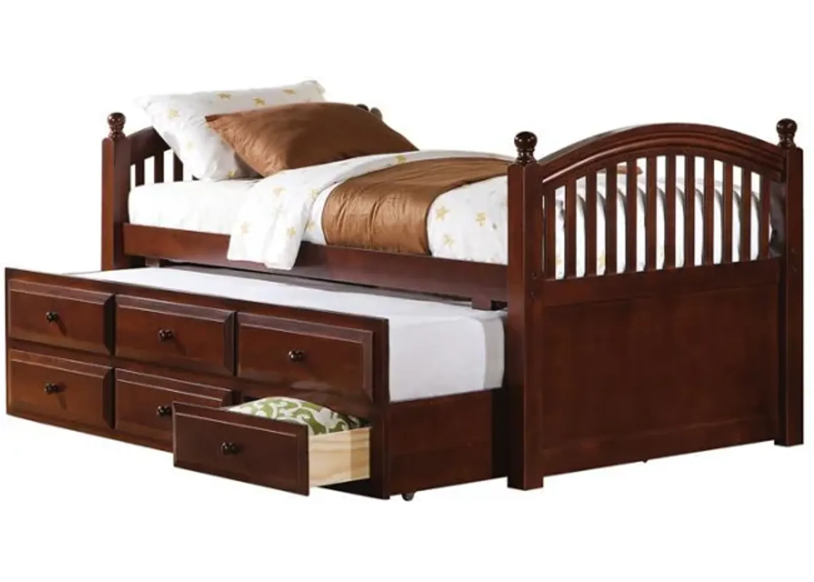 Norwood - 3-Drawer Twin Bed With Captains Trundle - Chestnut