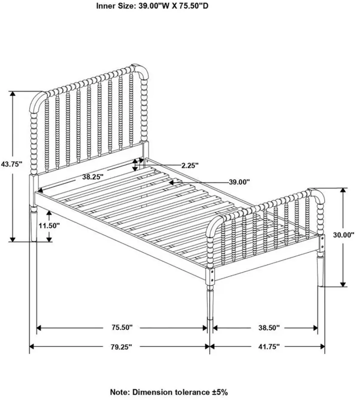 Jones - Wood Twin Open Frame Bed - White