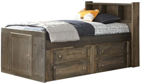 Wrangle Hill - Wood Twin Storage Bookcase Bed - Gunsmoke