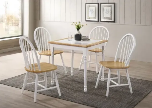 Carlene - 5 Piece Square Windsor Dining Table Set - White