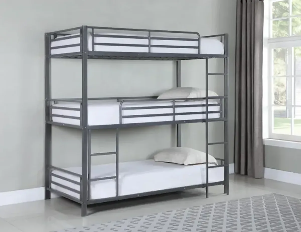 Maynard - Metal Twin Triple Bunk Bed - Gunmetal