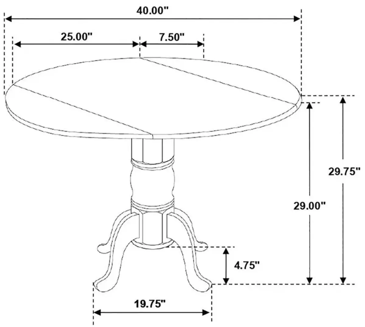Allison - 5 Piece Round Drop Leaf Dining Table Set - White