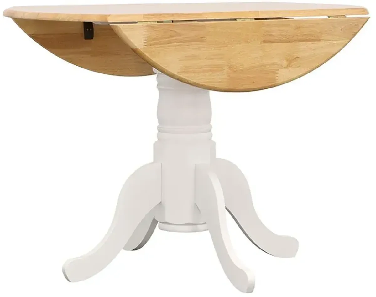 Allison - 5 Piece Round Drop Leaf Dining Table Set - White