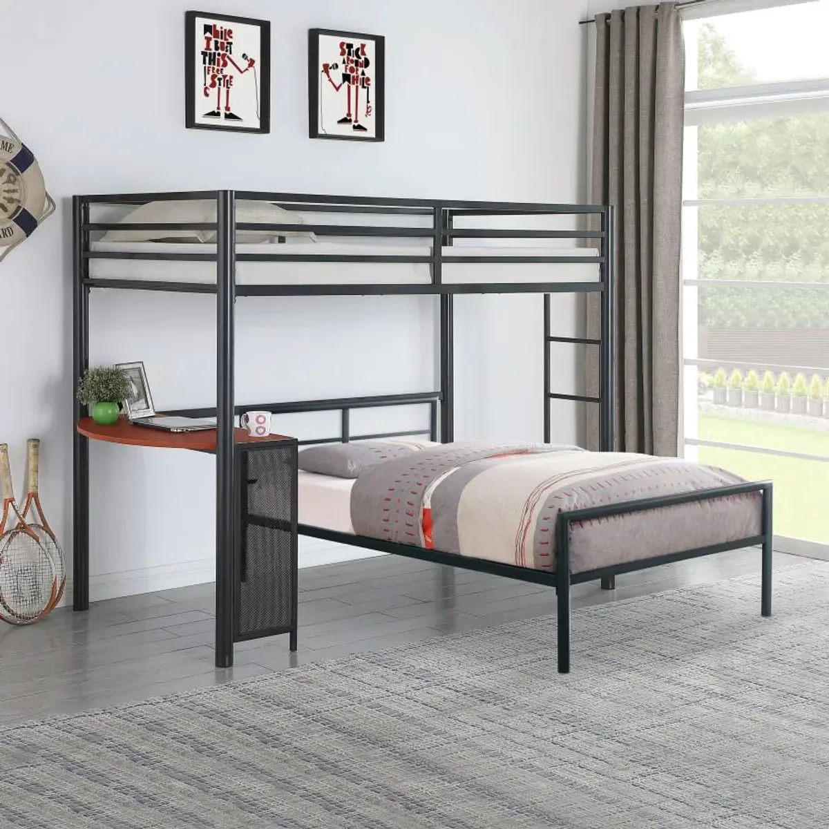 Fisher - Twin Workstation Loft Bed - Gunmetal