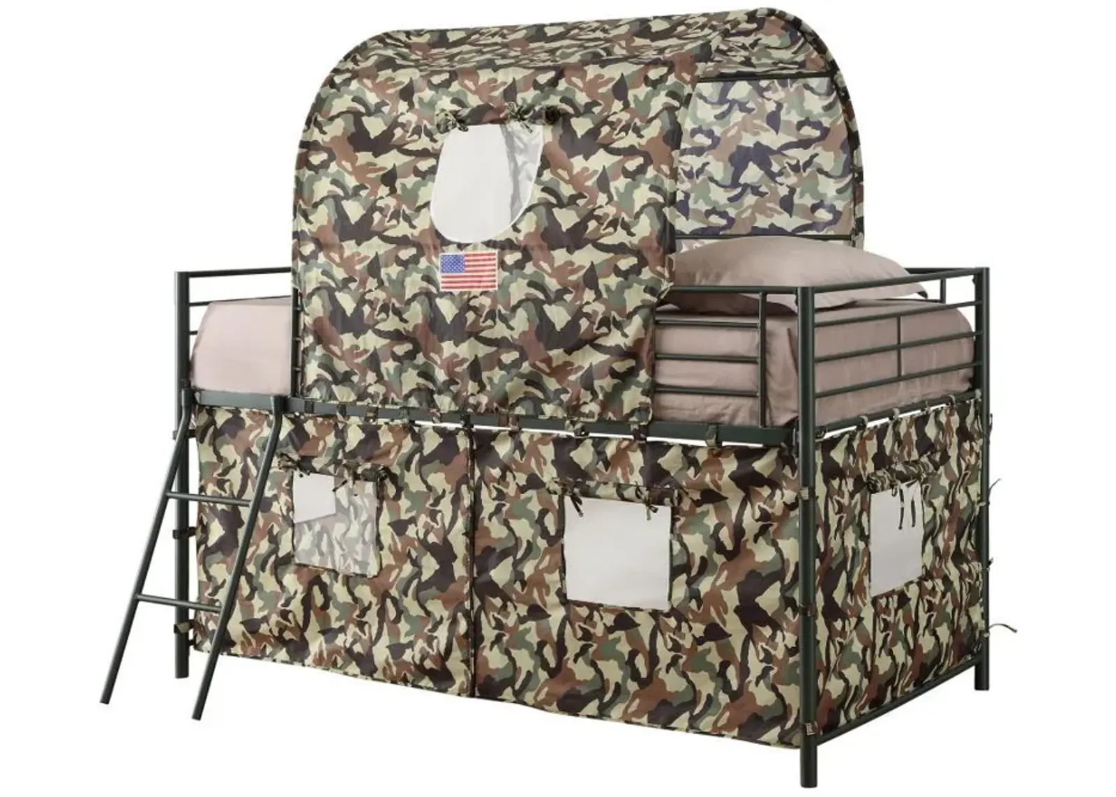 Camouflage - Twin Tent Loft Bed - Army Green