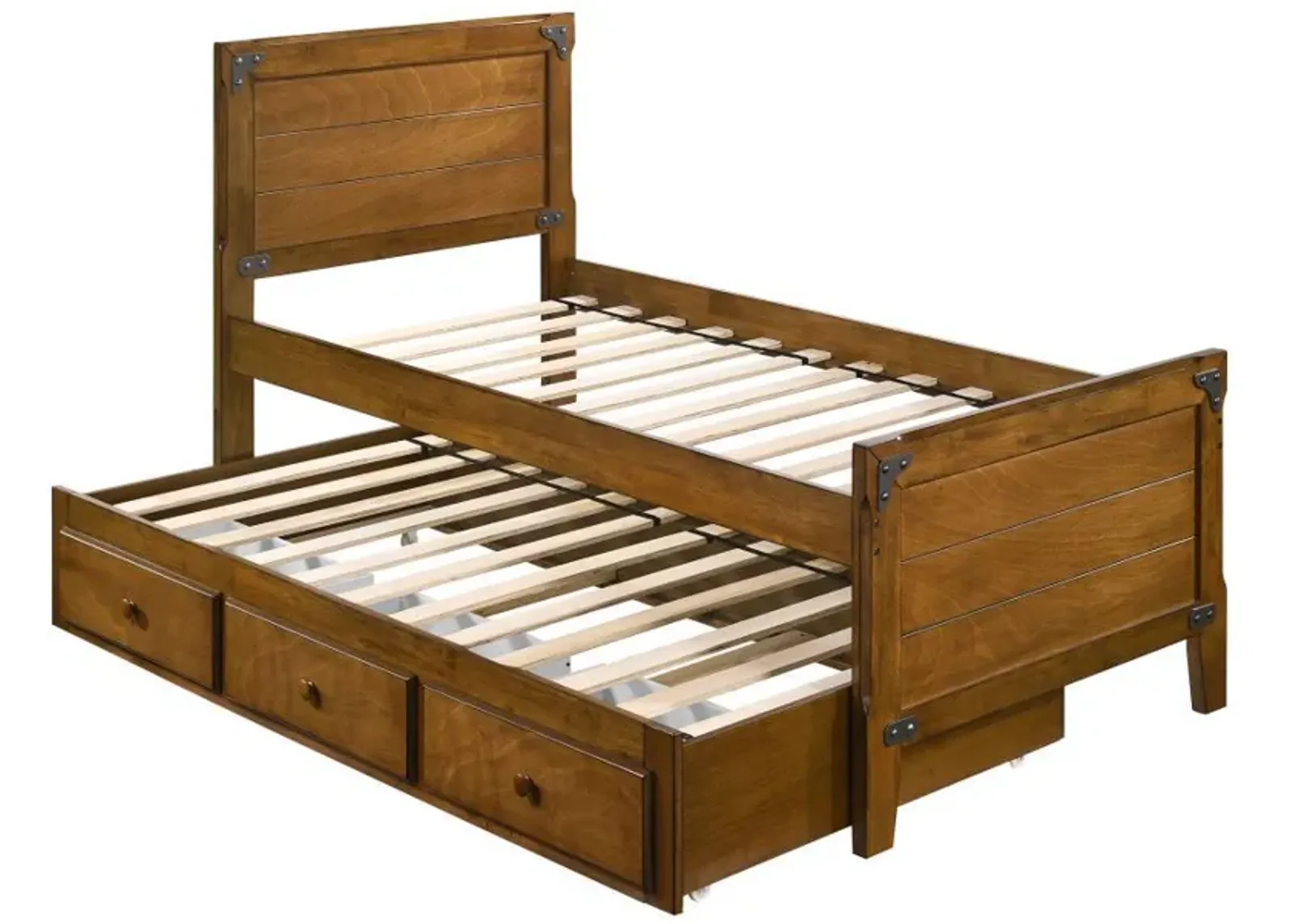 Granger - Wood Twin Storage Captains Bed - Rustic Honey