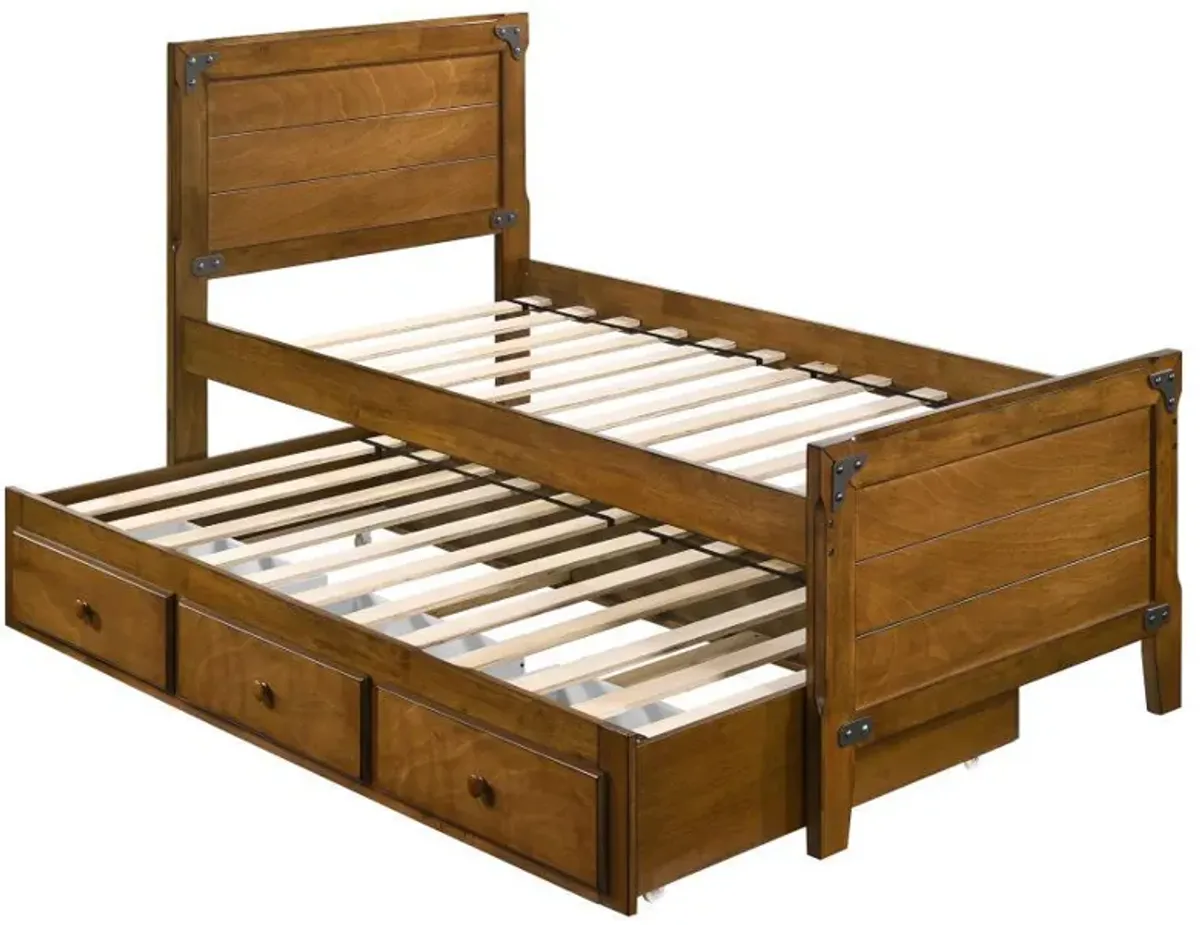 Granger - Wood Twin Storage Captains Bed - Rustic Honey