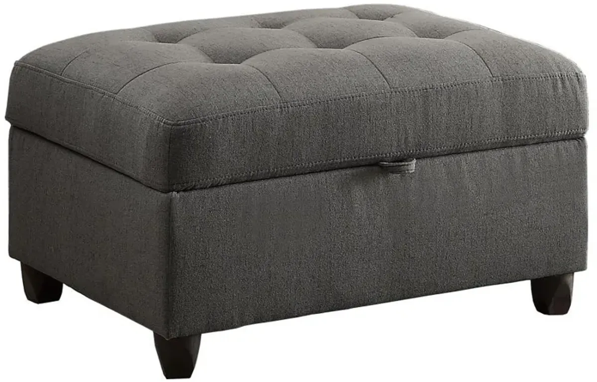 Stonenesse - Rectangular Upholstered Storage Ottoman - Gray