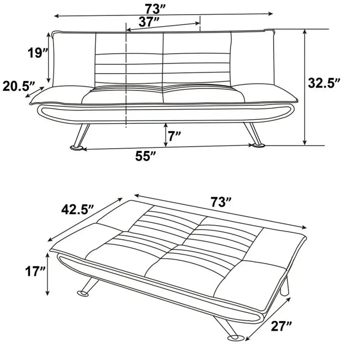 Julian - Upholstered Tufted Convertible Sofa Bed - Gray