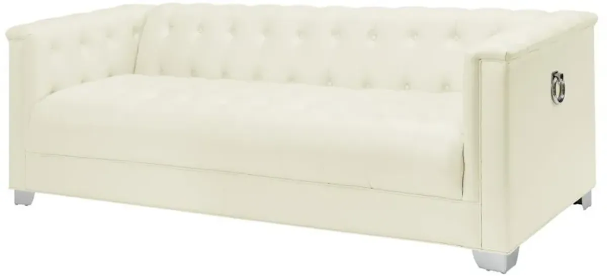 Chaviano - Upholstered Track Arm Sofa - Pearl White