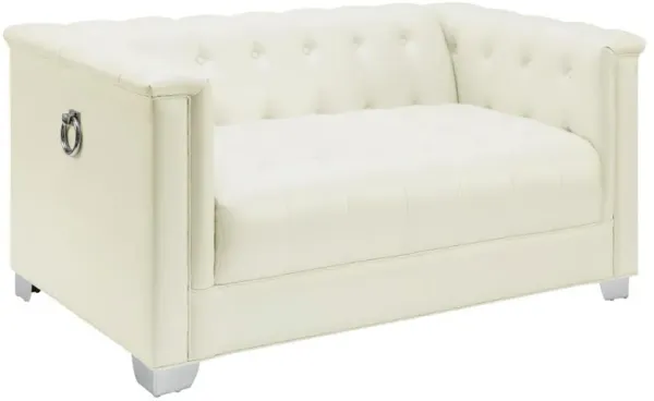 Chaviano - Upholstered Track Arm Loveseat - Pearl White
