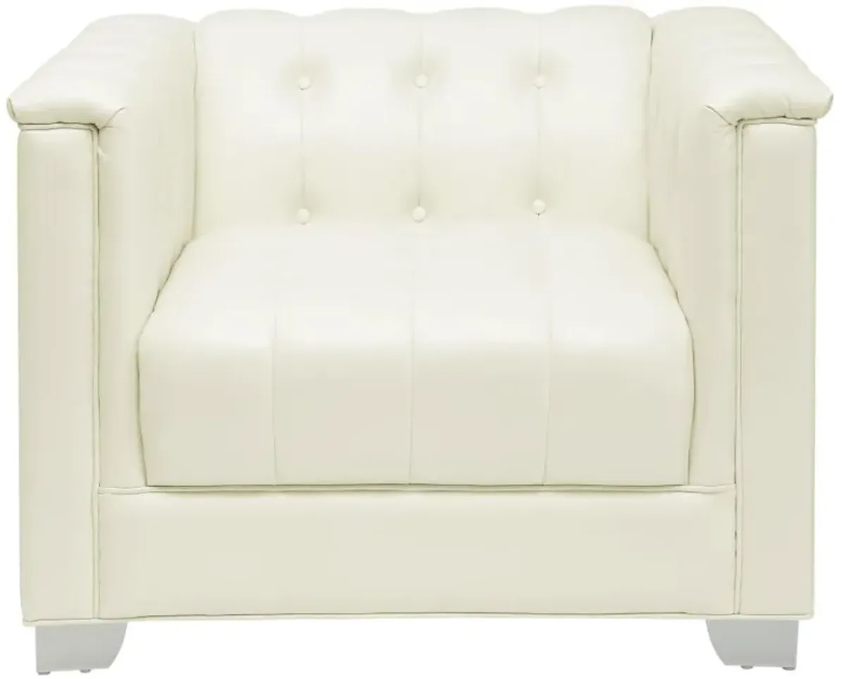 Chaviano - Upholstered Track Arm Accent Chair - Pearl White