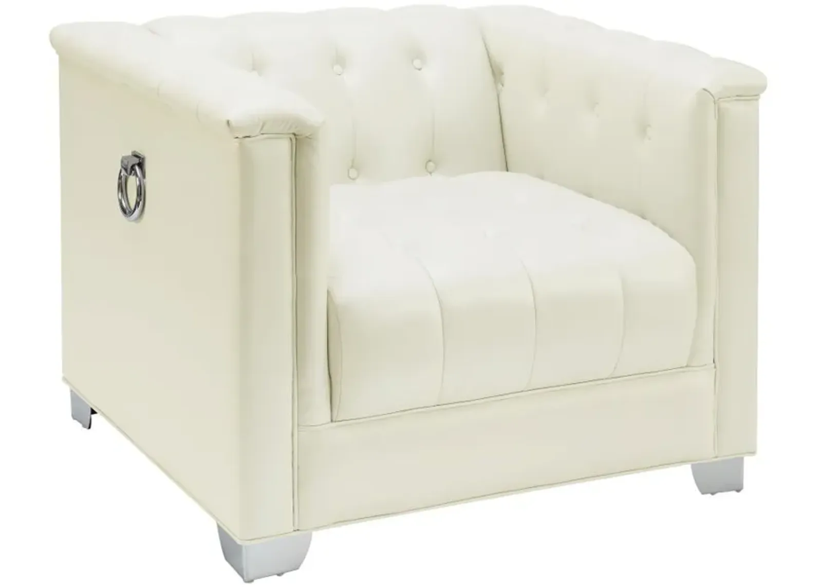 Chaviano - Upholstered Track Arm Accent Chair - Pearl White