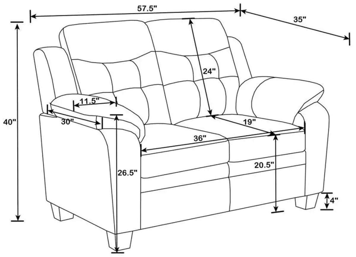 Finley - Upholstered Padded Arm Tufted Loveseat - Black