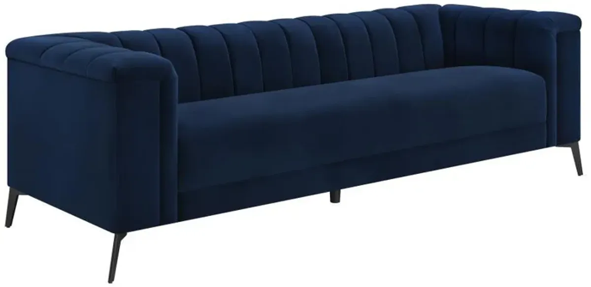 Chalet - Upholstered Tuxedo Arm Tufted Sofa - Blue