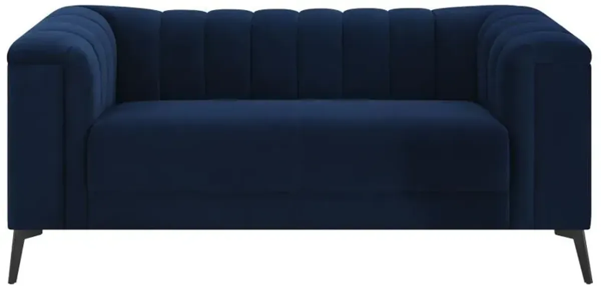 Chalet - Upholstered Tuxedo Arm Tufted Loveseat - Blue