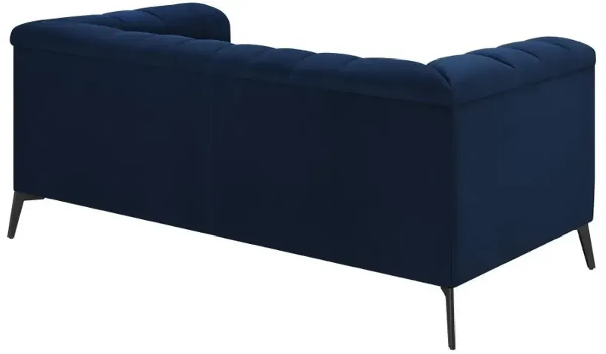 Chalet - Upholstered Tuxedo Arm Tufted Loveseat - Blue