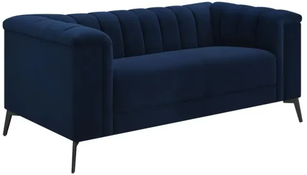 Chalet - Upholstered Tuxedo Arm Tufted Loveseat - Blue