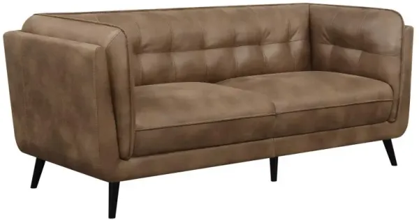 Thatcher - Upholstered Tuxedo Arm Tufted Sofa - Brown