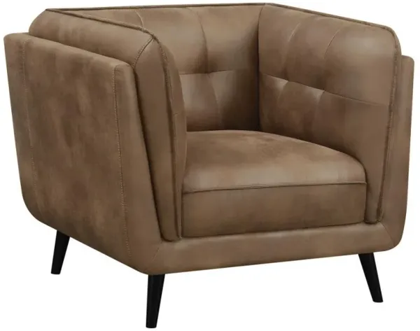 Thatcher - Upholstered Tuxedo Arm Tufted Accent Chair - Brown