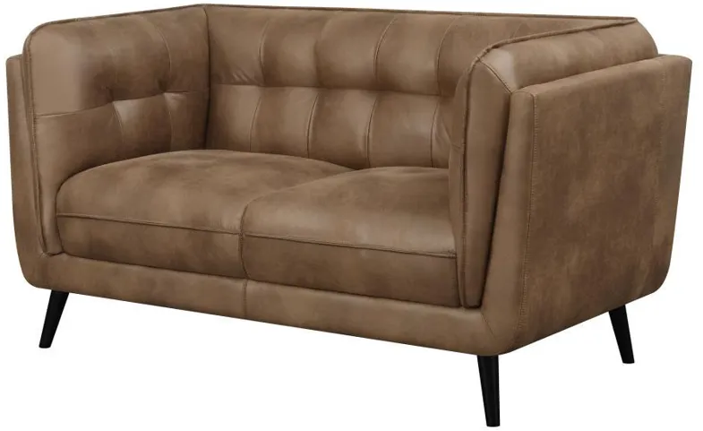 Thatcher - Upholstered Button Tufted Loveseat - Brown