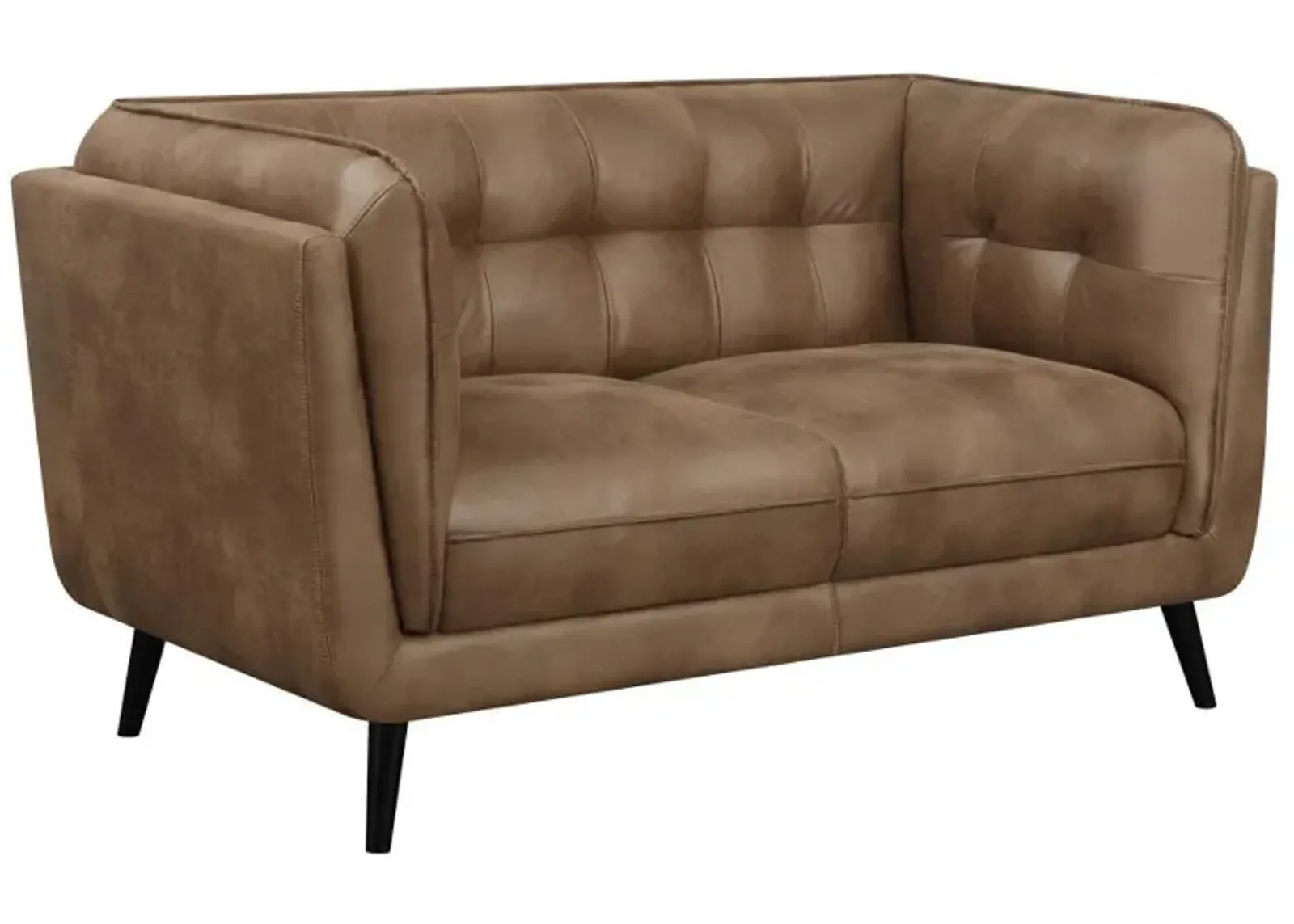 Thatcher - Upholstered Tuxedo Arm Tufted Loveseat - Brown