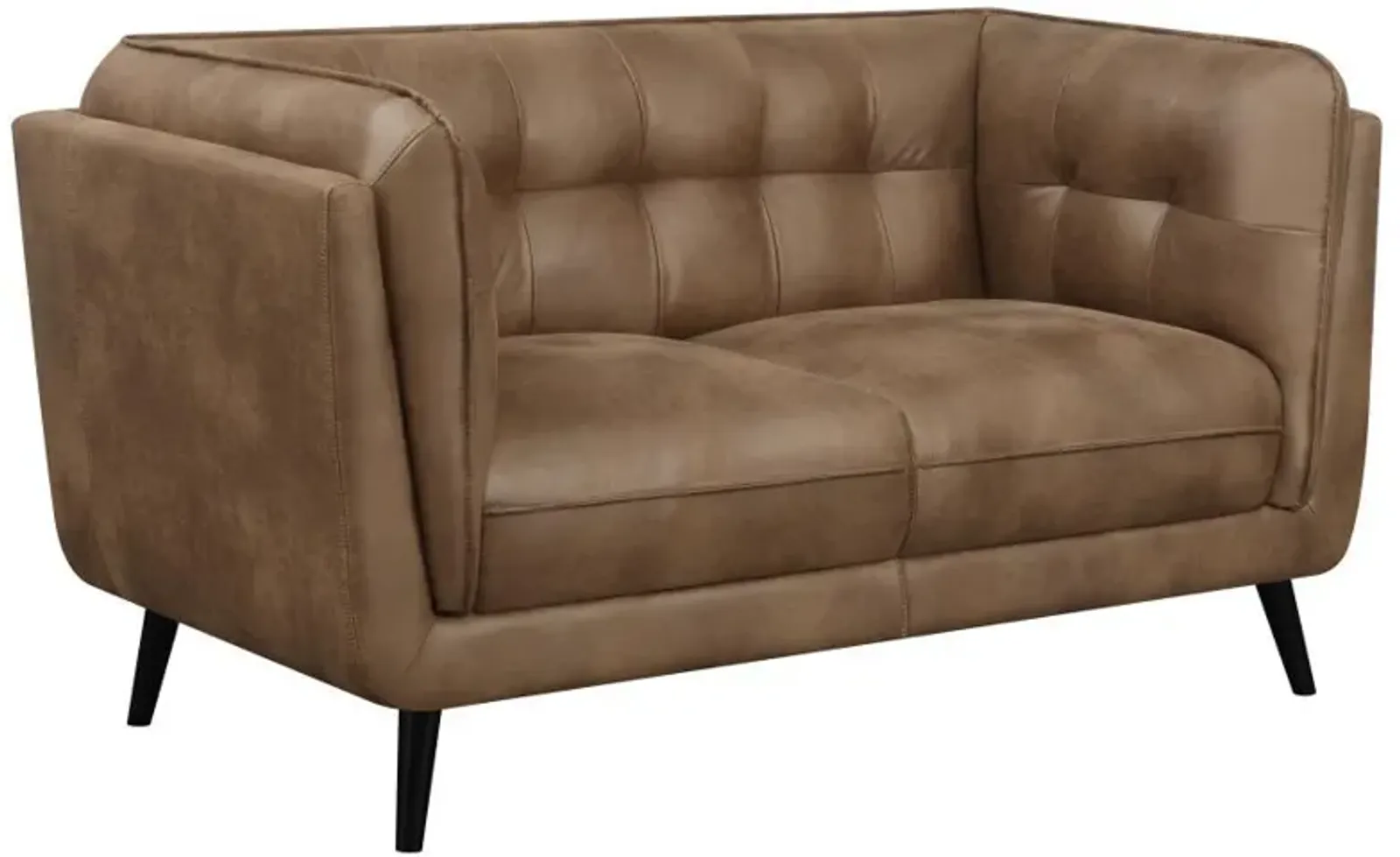 Thatcher - Upholstered Tuxedo Arm Tufted Loveseat - Brown