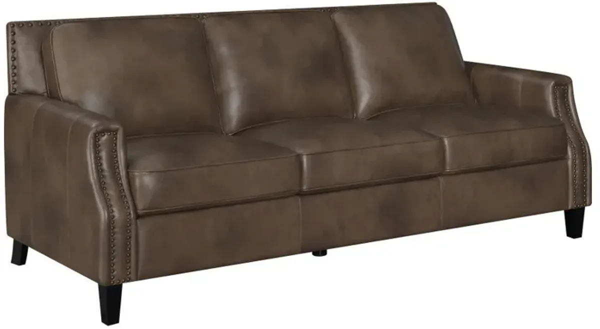 Leaton - Upholstered Recessed Arm Sofa - Brown Sugar