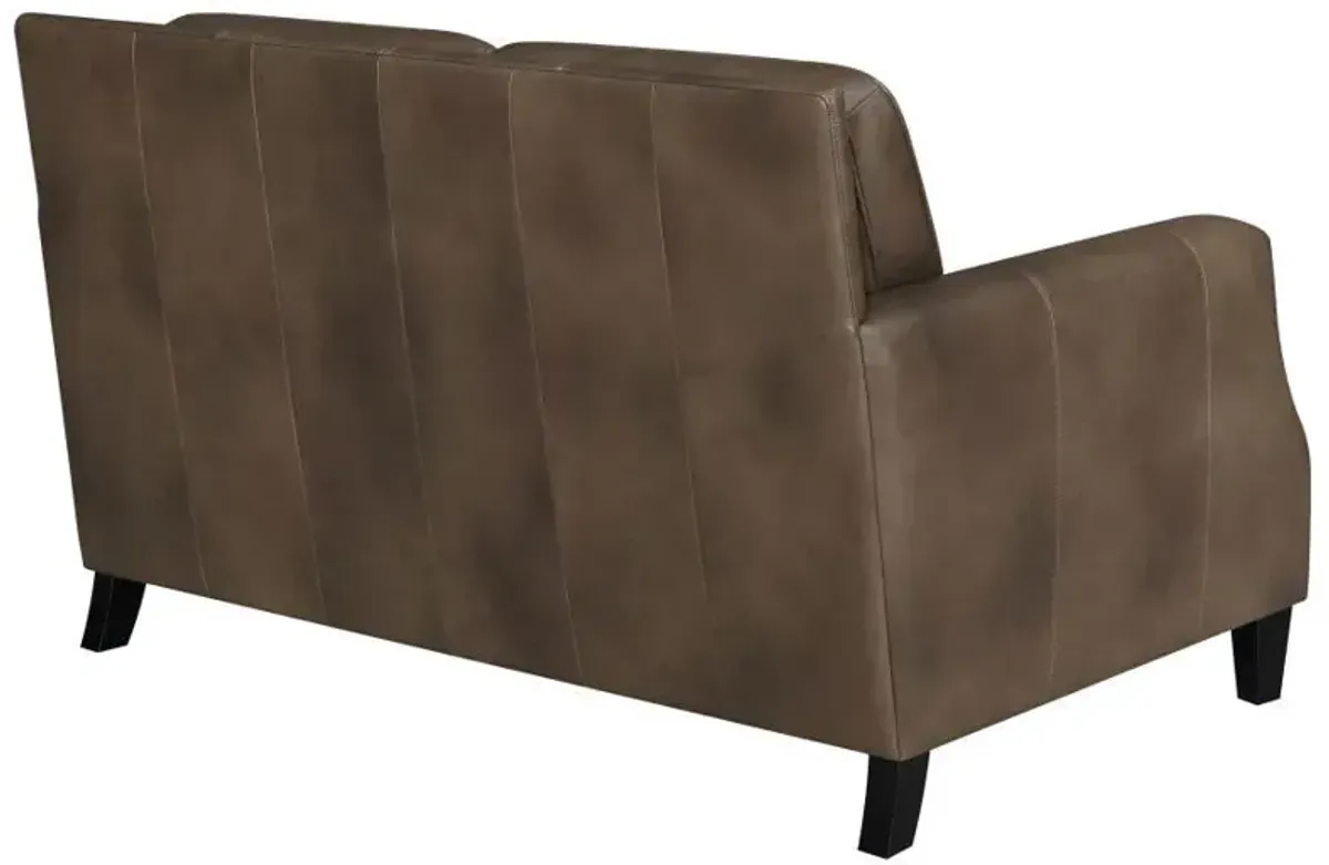 Leaton - Upholstered Recessed Arm Loveseat - Brown Sugar