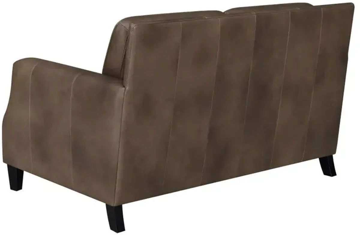 Leaton - Upholstered Recessed Arm Loveseat - Brown Sugar