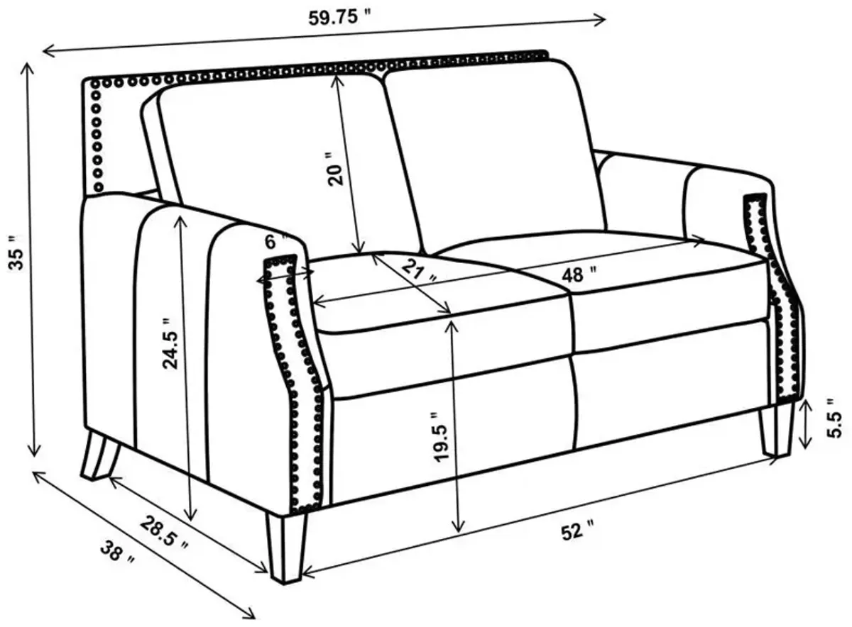 Leaton - Upholstered Recessed Arm Loveseat - Brown Sugar