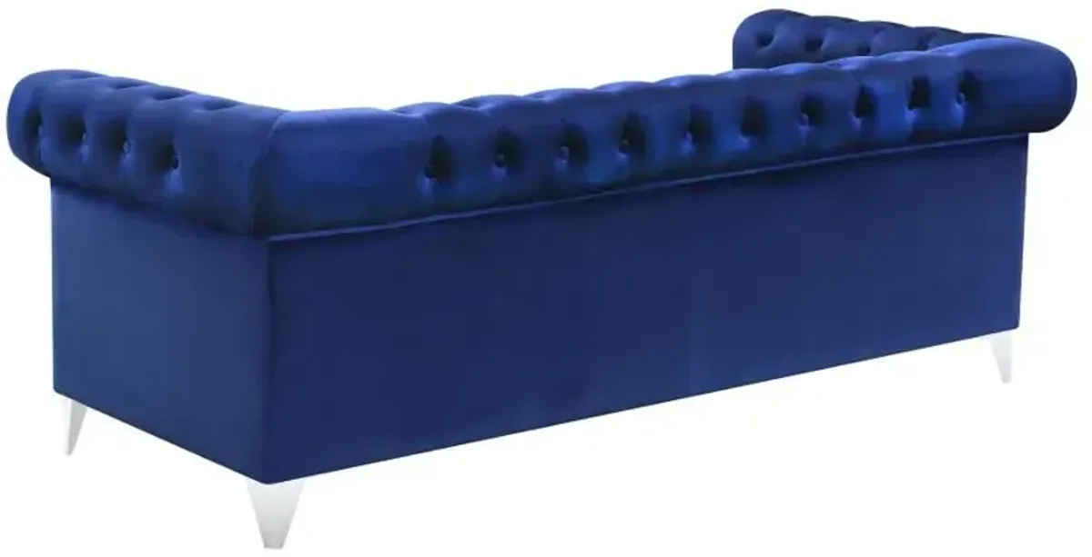 Bleker - Upholstered Tuxedo Arm Tufted Sofa - Blue