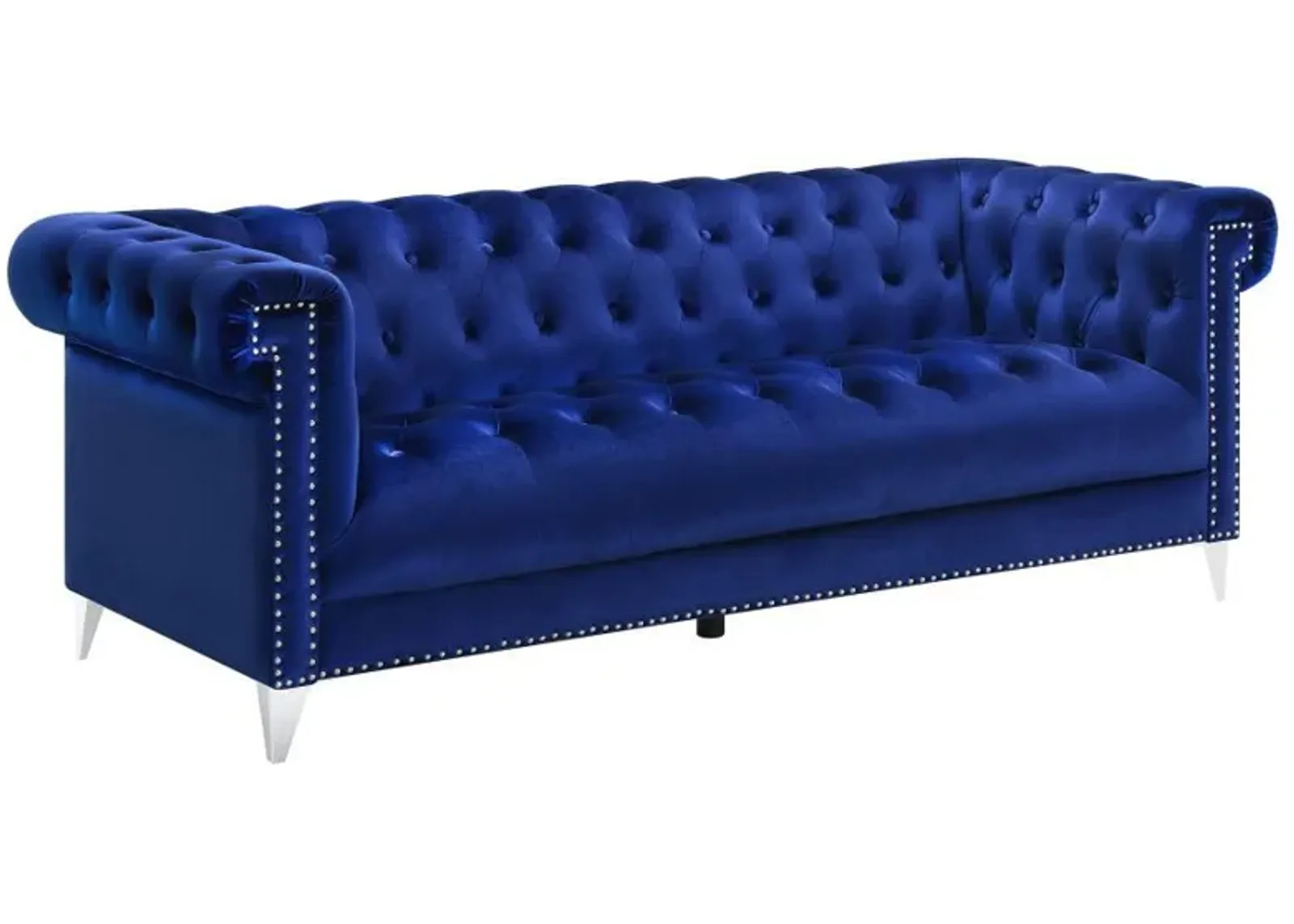 Bleker - Upholstered Tuxedo Arm Tufted Sofa - Blue