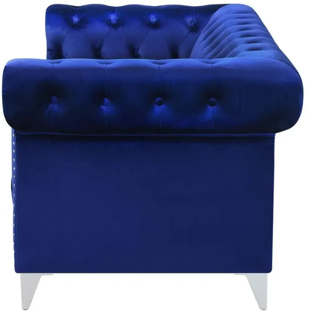 Bleker - Upholstered Tuxedo Arm Tufted Loveseat - Blue