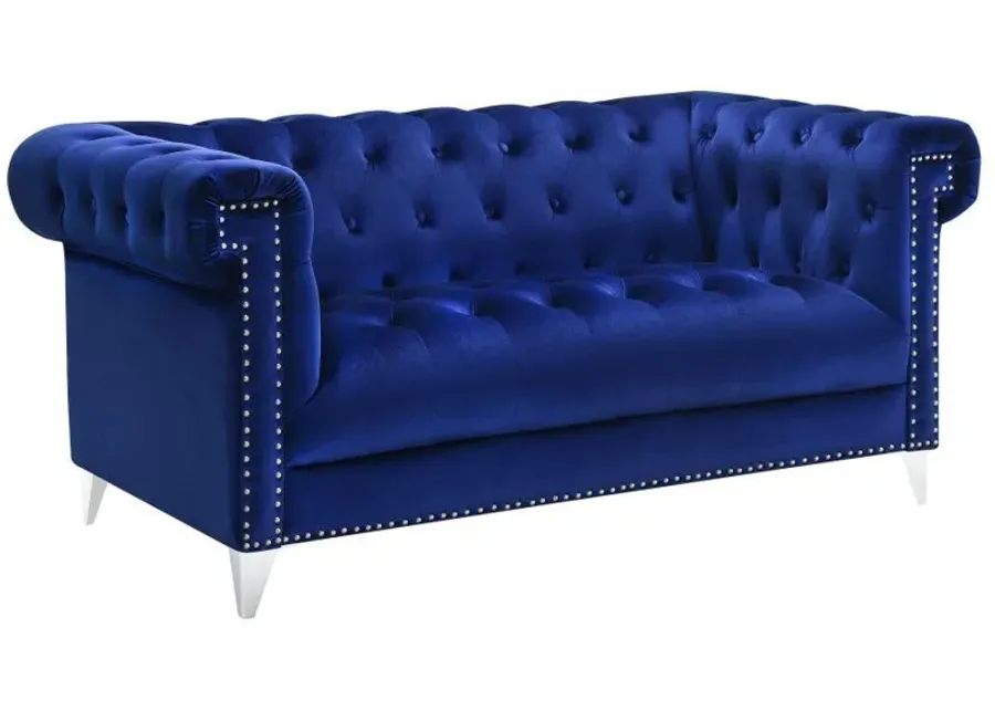 Bleker - Tufted Tuxedo Arm Loveseat - Blue