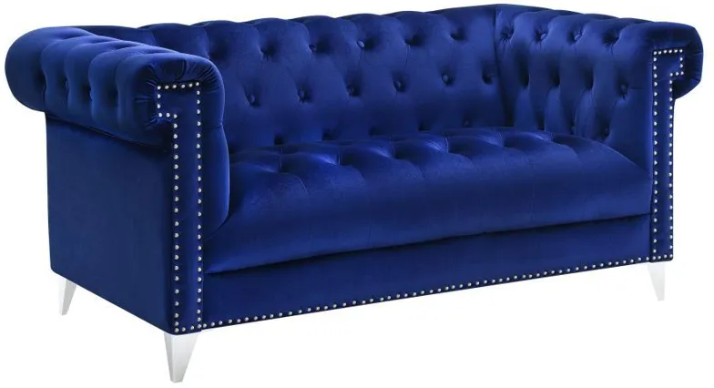 Bleker - Tufted Tuxedo Arm Loveseat - Blue