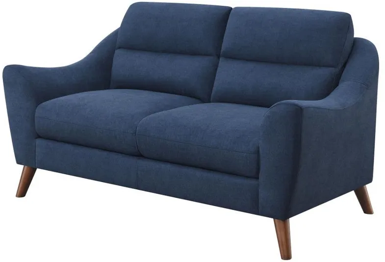 Gano - Sloped Arm Upholstered Loveseat - Navy Blue