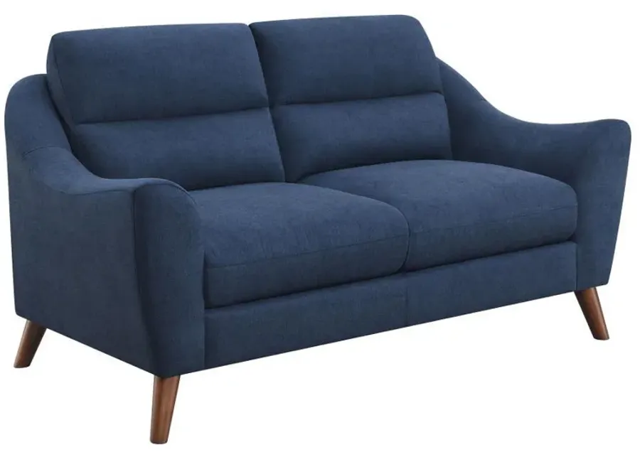 Gano - Sloped Arm Upholstered Loveseat - Navy Blue