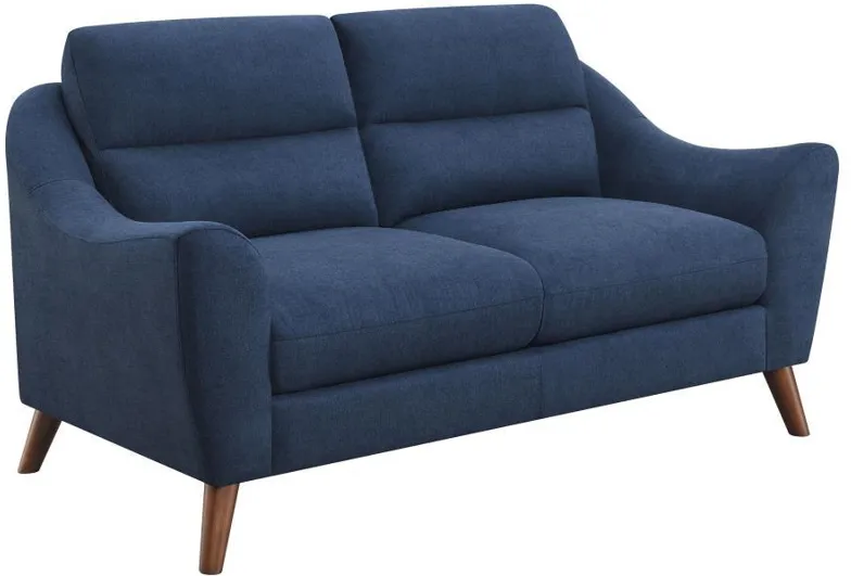 Gano - Sloped Arm Upholstered Loveseat - Navy Blue