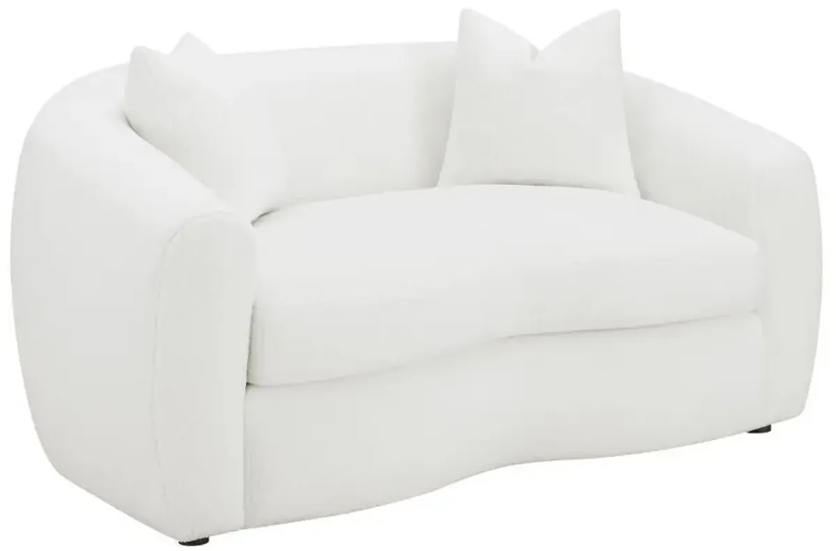 Isabella - Faux Sheepskin Upholstered Loveseat Natural - Ivory