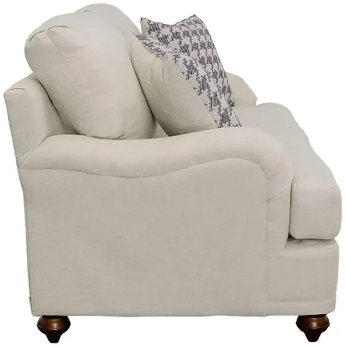 Glenn - Upholstered English Arm Loveseat - Light Gray And Blue