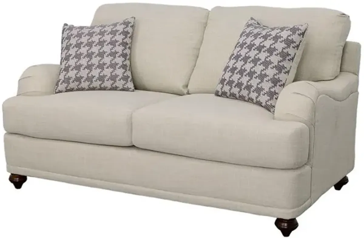 Glenn - Upholstered English Arm Loveseat - Light Gray And Blue