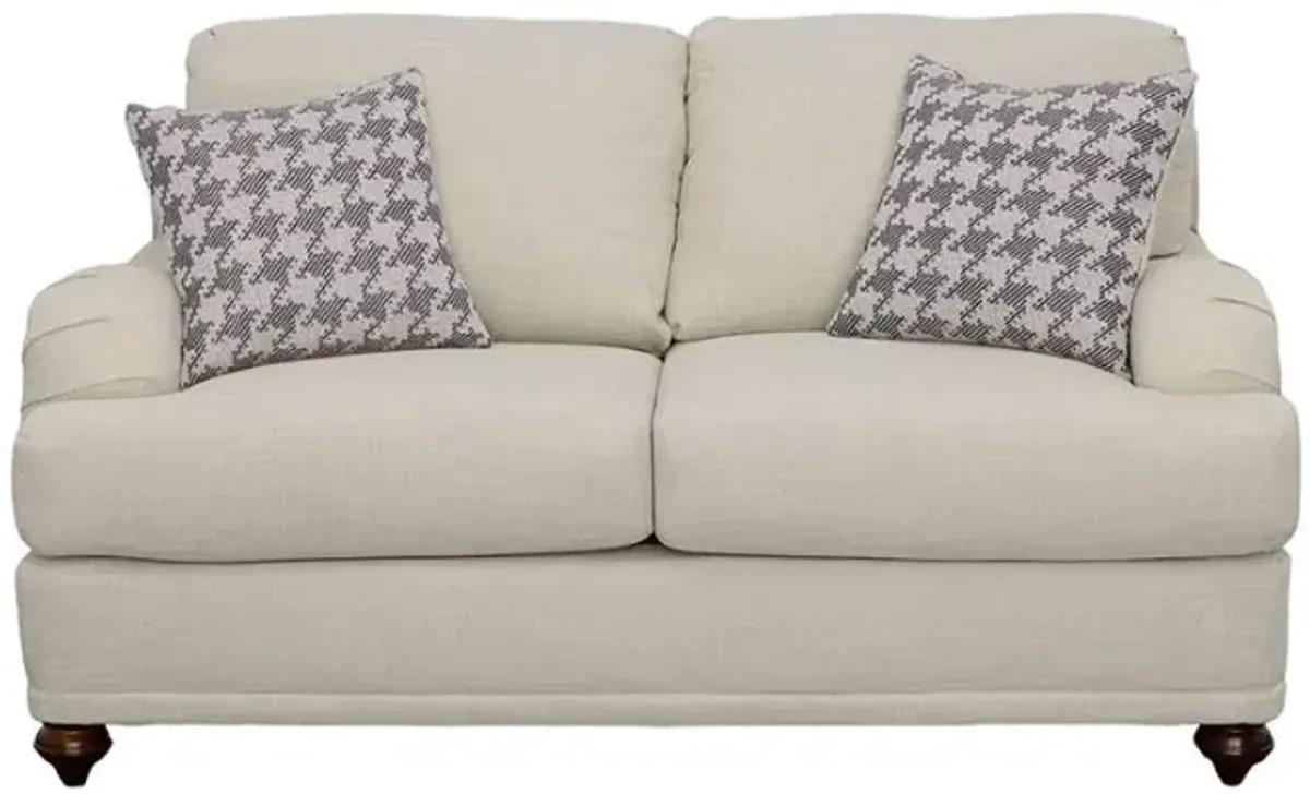 Glenn - Upholstered English Arm Loveseat - Light Gray And Blue